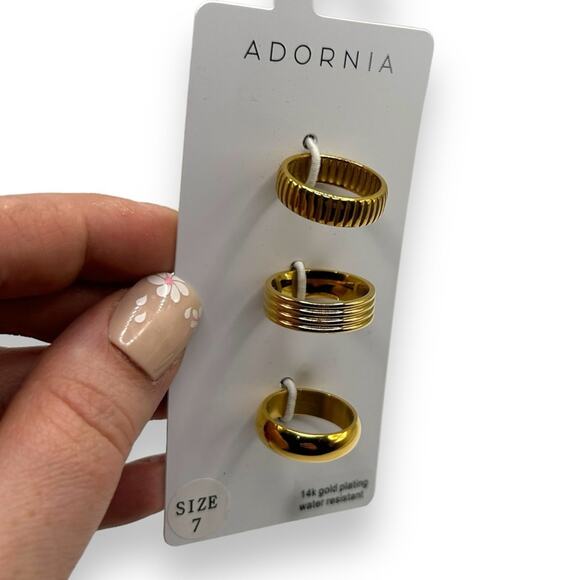 NWT Adornia 14K Gold over stainless steel wide stacking band ring set Macy’s NEW - Picture 6 of 8